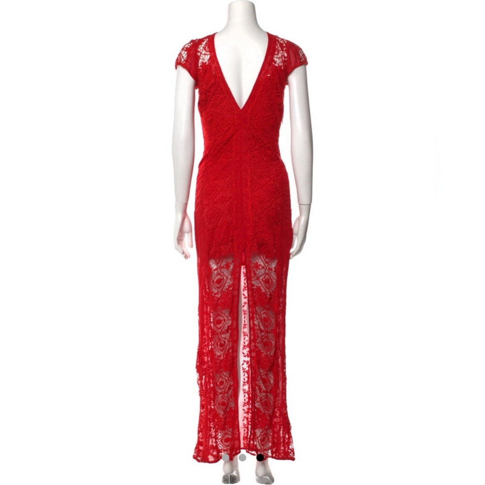 For Love & Lemons long lace red dress